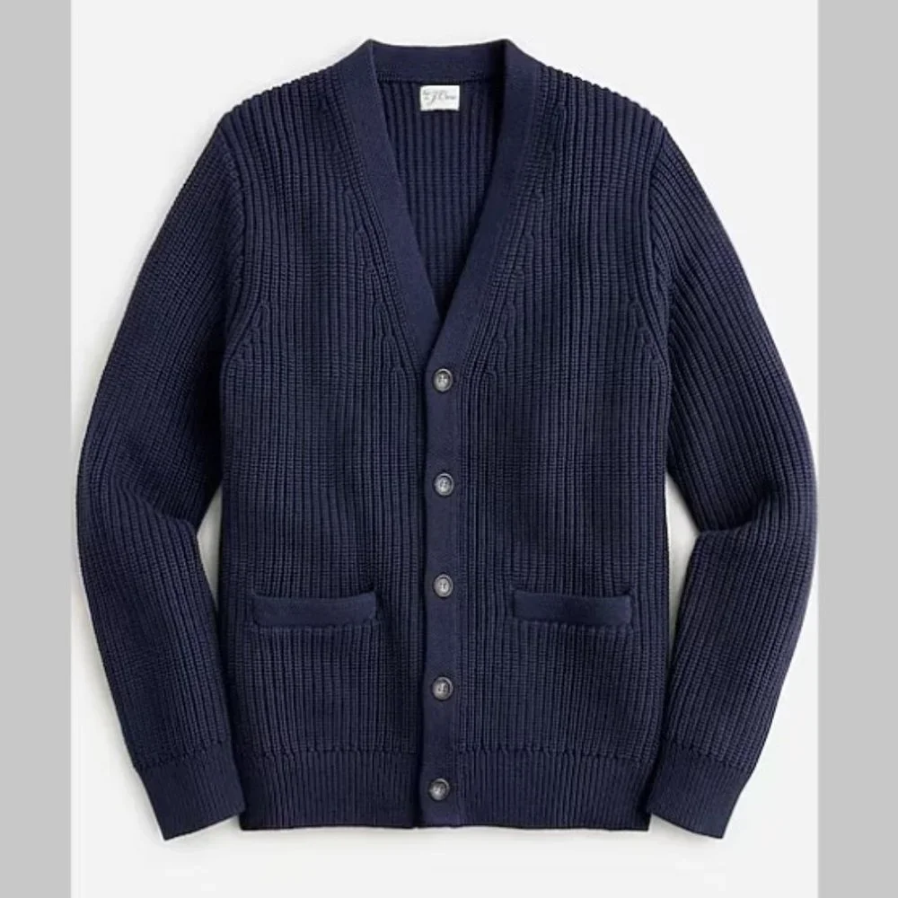 J. Crew Heritage cotton shaker-stitch cardigan sweater M
